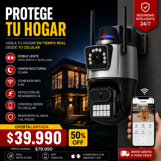 VISIO360™ DOBLE LENTE | PROTEGE TU HOGAR  DESDE TU CELULAR