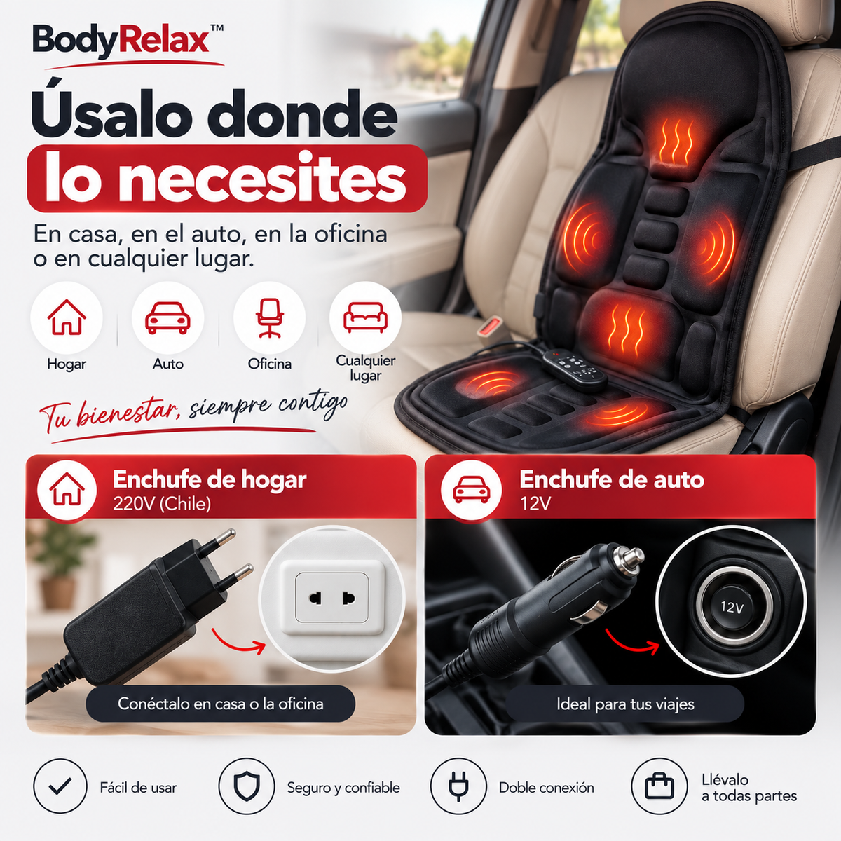 BodyRelax™|Convierte cualquier asiento en tu espacio de relajación.